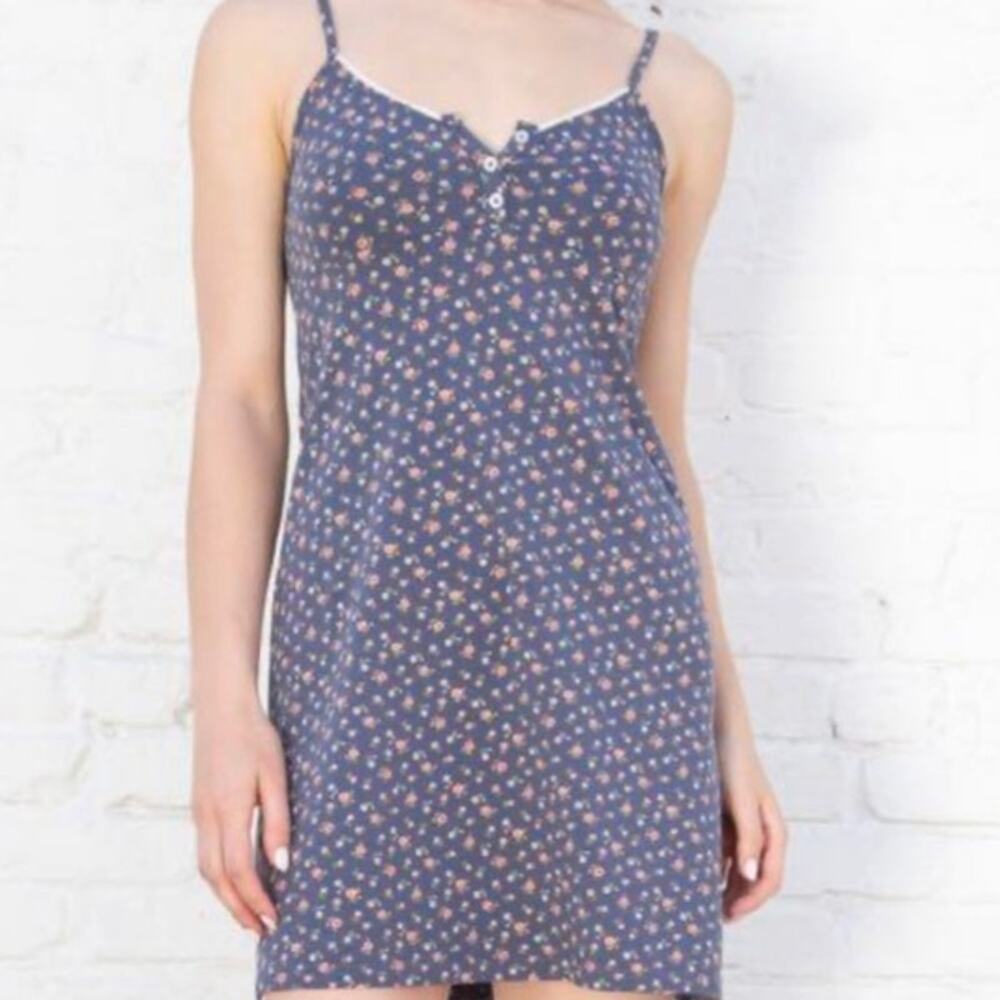 Brandy Melville Blue Floral Mini Dress one size
